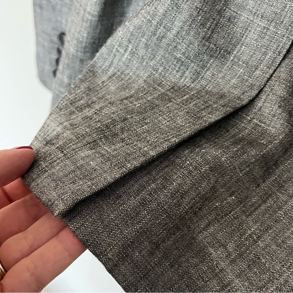 Theory Double-Breasted Linen Tailored Blazer Grey Minimalist Quiet Luxury Size 4 - Picture 10 of 14